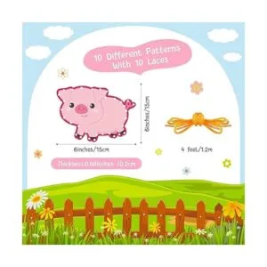 10 tarjetas de cordones de animales de granja para niños_2