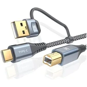 Cable de impresora USBB a USBCA 2 en 1 6.6 pies Cable_1
