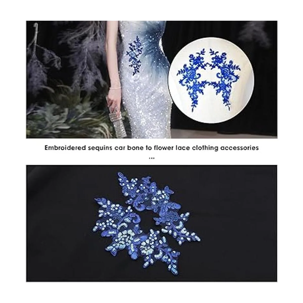 Micro Traders 2 pares de apliques bordados de encaje de_2