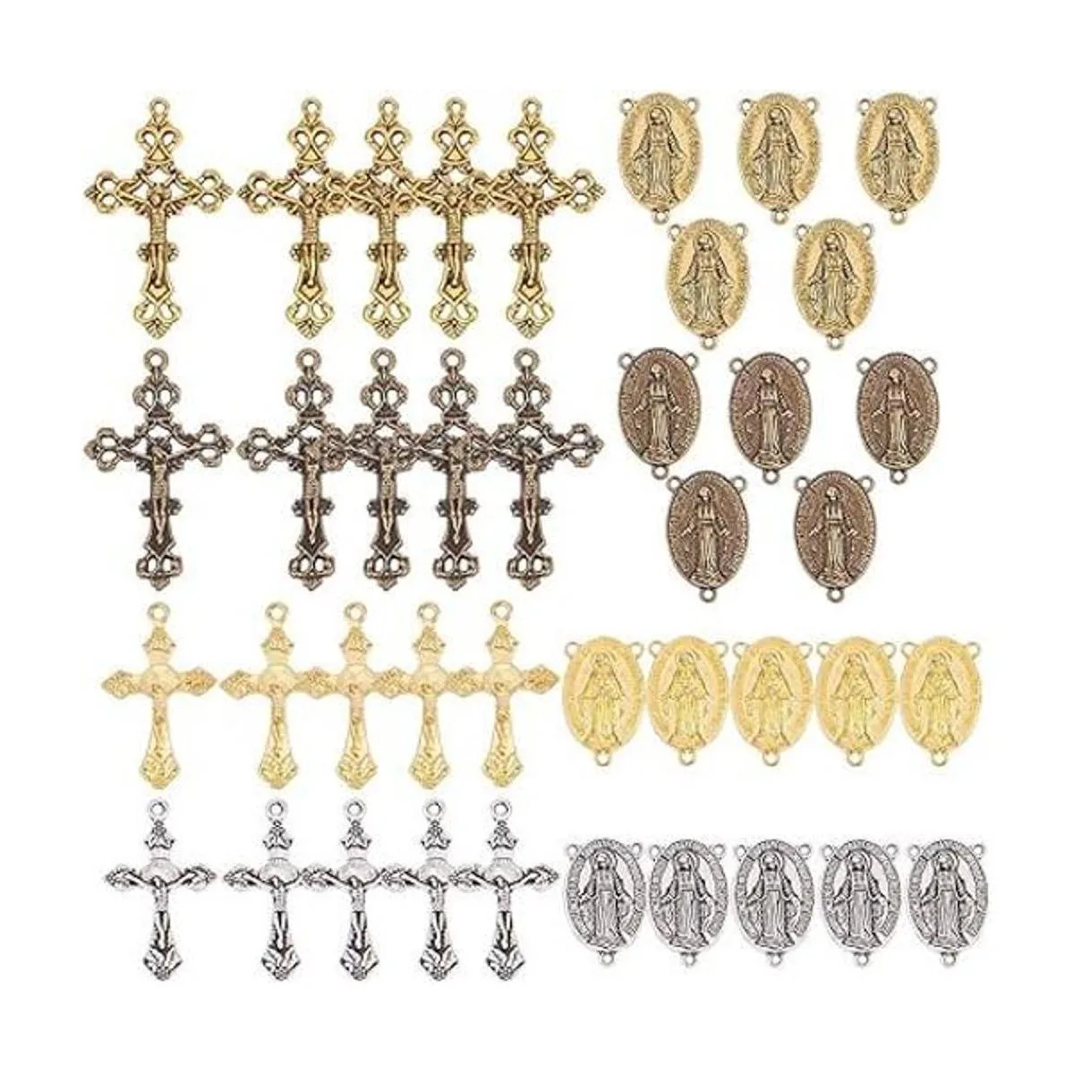 SUNNYCLUE Colgantes de cruz de rosario estilo tibetano de_1