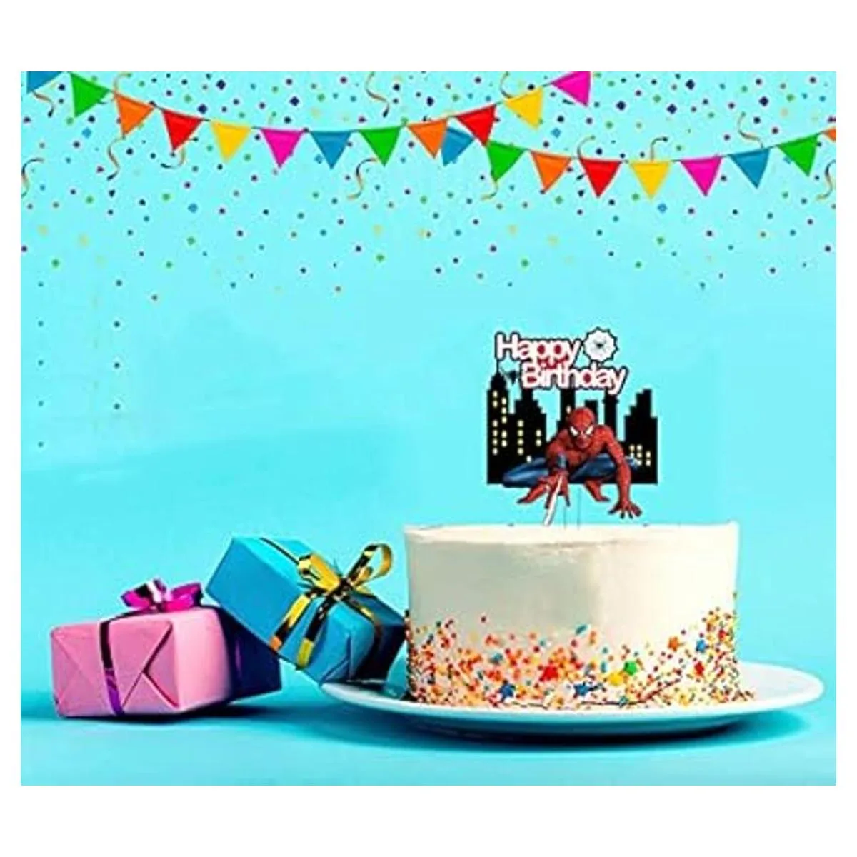6 piezas de Spiderman Happy Birthday Cake Topper para_3
