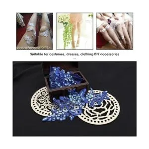 Micro Traders 2 pares de apliques bordados de encaje de_3