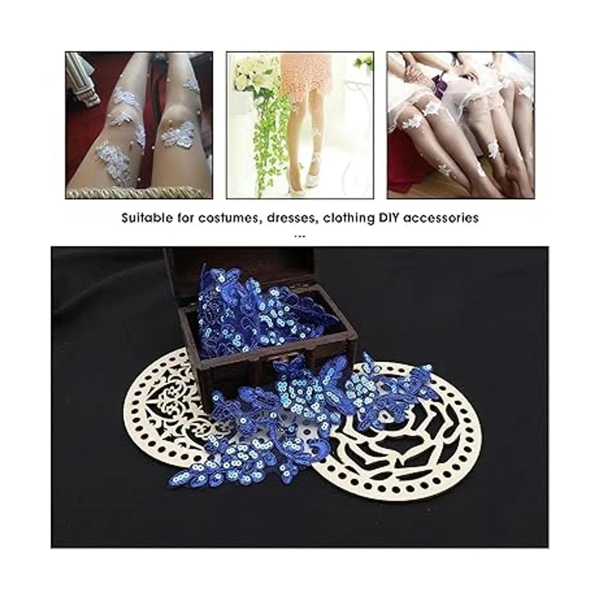 Micro Traders 2 pares de apliques bordados de encaje de_3