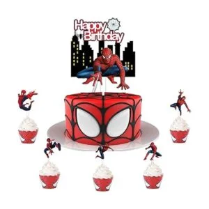 6 piezas de Spiderman Happy Birthday Cake Topper para_2