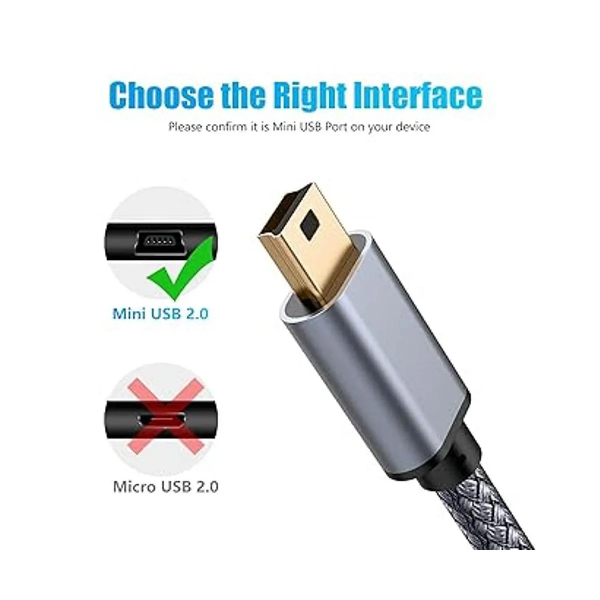 Meokse Cable mini USB portátil de 20 pies USB 2.0 tipo A_5