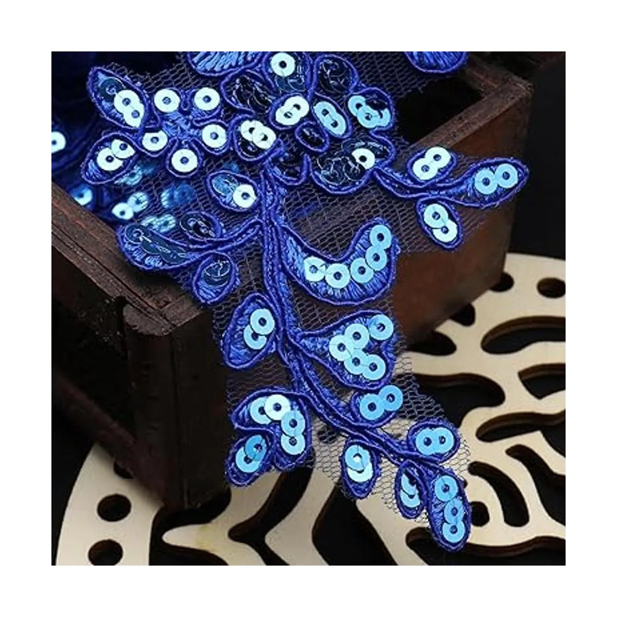 Micro Traders 2 pares de apliques bordados de encaje de_5