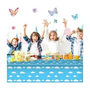 Paquete de 3 manteles de fiesta de cumpleaños con nubes_2