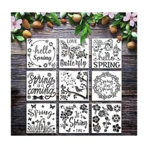 Juego de 9 plantillas de herramientas de pintura de_1