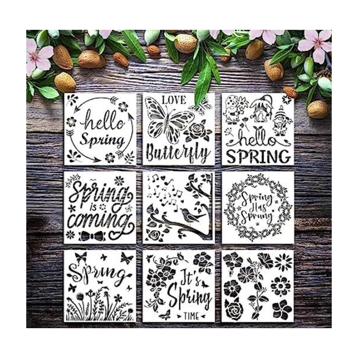 Juego de 9 plantillas de herramientas de pintura de_1