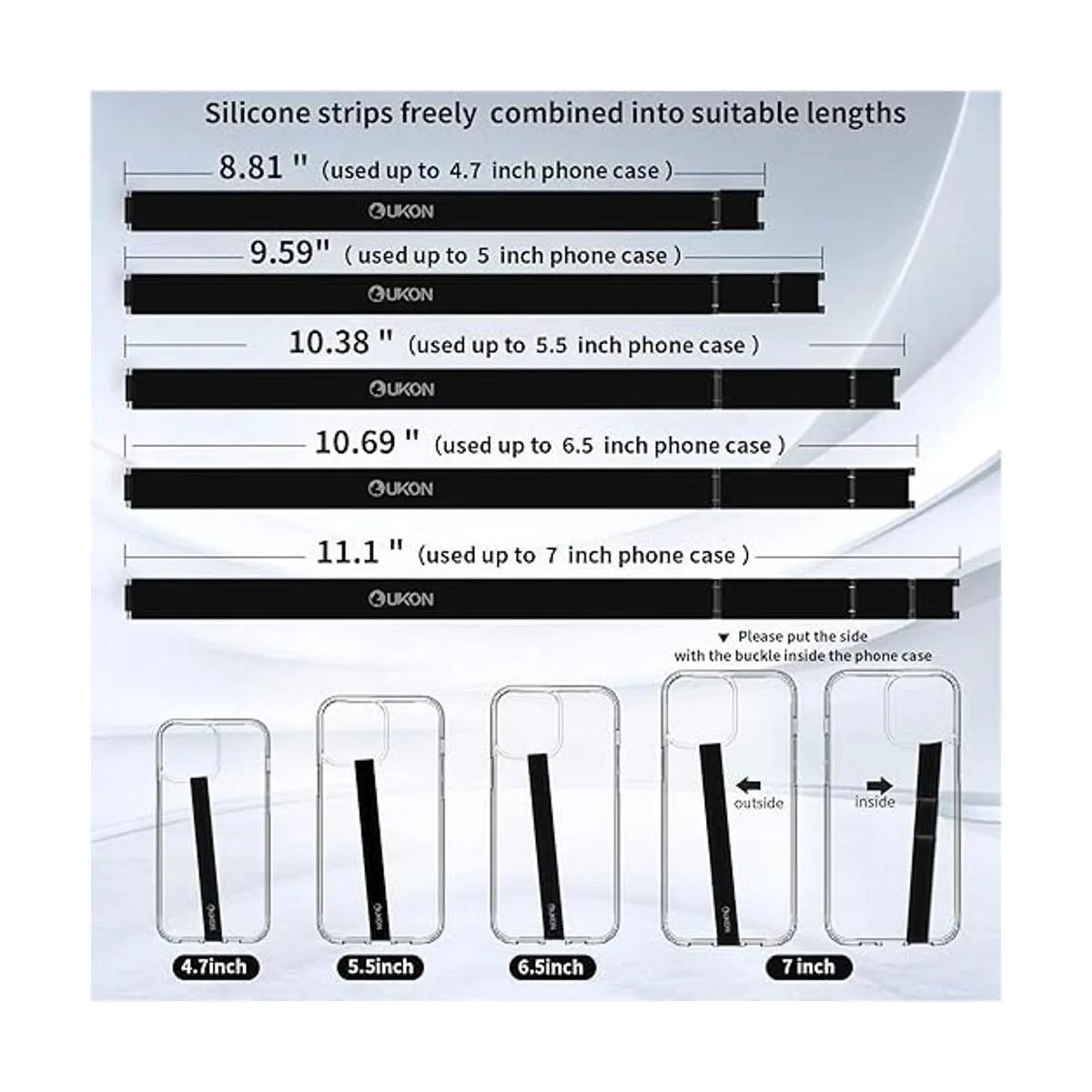 UKON Agarre de silicona para teléfono 2 correas de_2