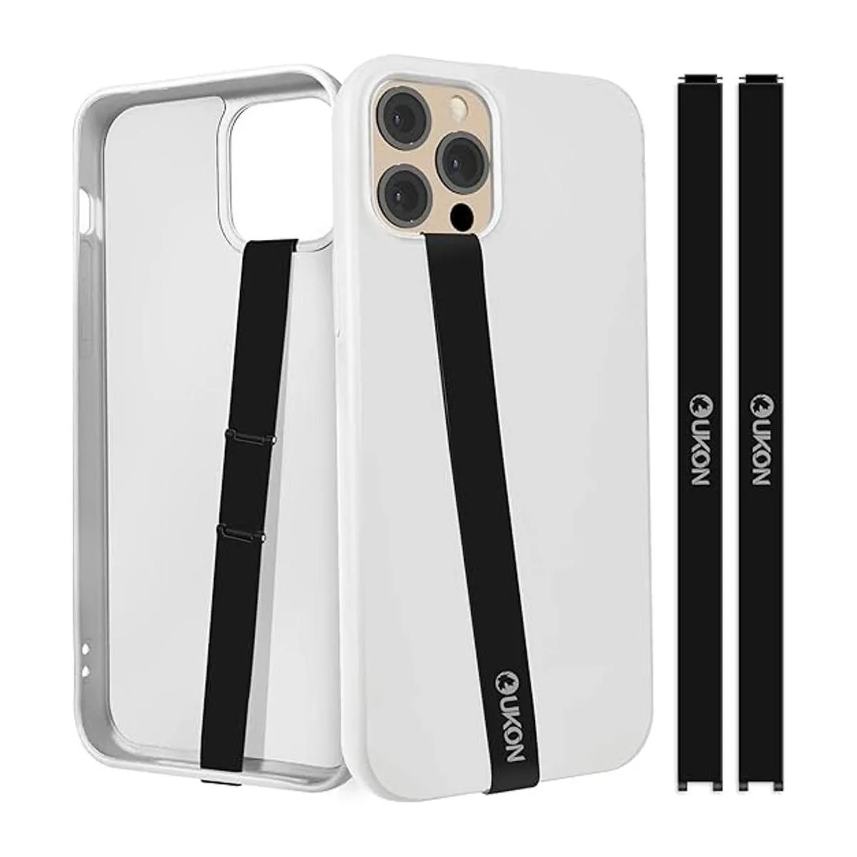 UKON Agarre de silicona para teléfono 2 correas de_1