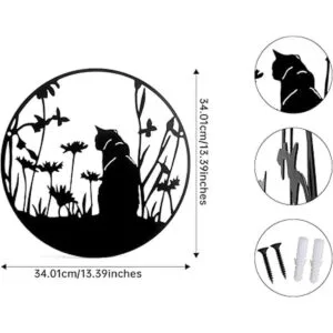 13.4 x 13.4 pulgadas silueta de gato negro arte de pared_2