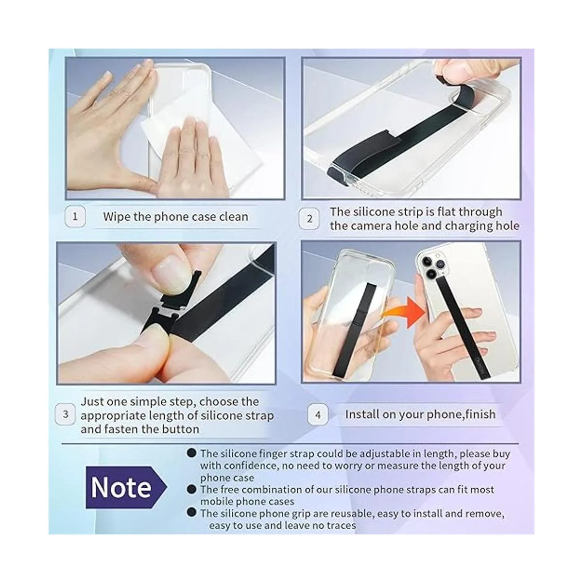 UKON Agarre de silicona para teléfono 2 correas de_4