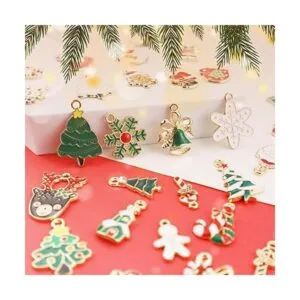 JIALEEY 100 dijes de Navidad surtidos chapados en oro y_4