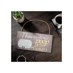 Jetec Letrero para colgar en madera de Thou Shalt Not Poop_3