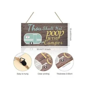 Jetec Letrero para colgar en madera de Thou Shalt Not Poop_2