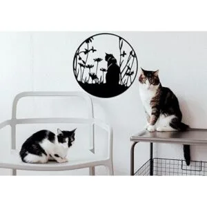 13.4 x 13.4 pulgadas silueta de gato negro arte de pared_4