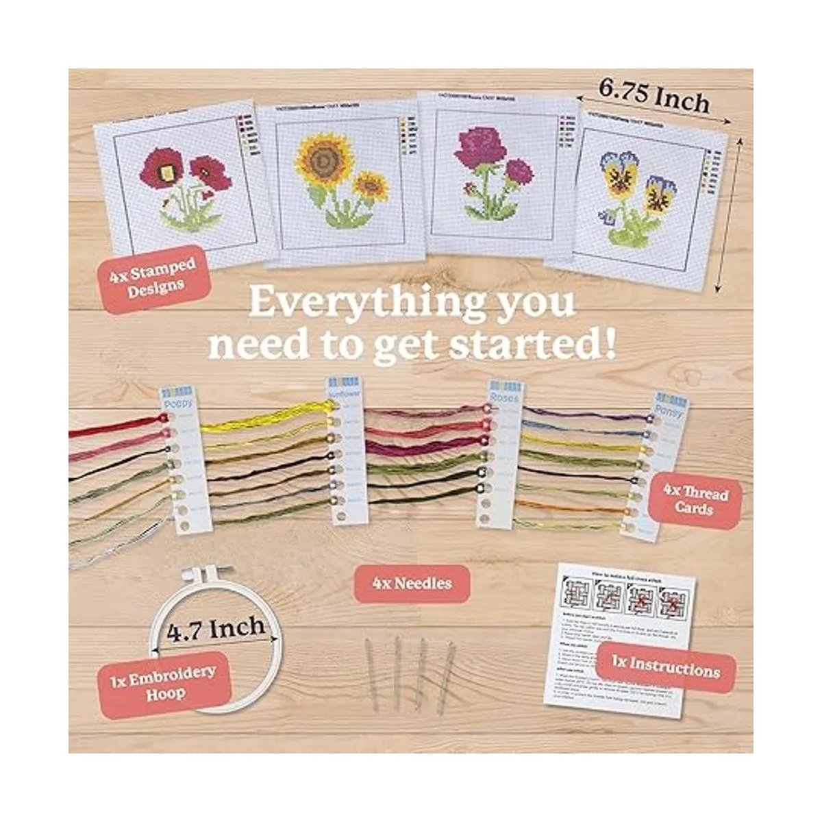 Kits de punto de cruz para principiantes tema de flores_2