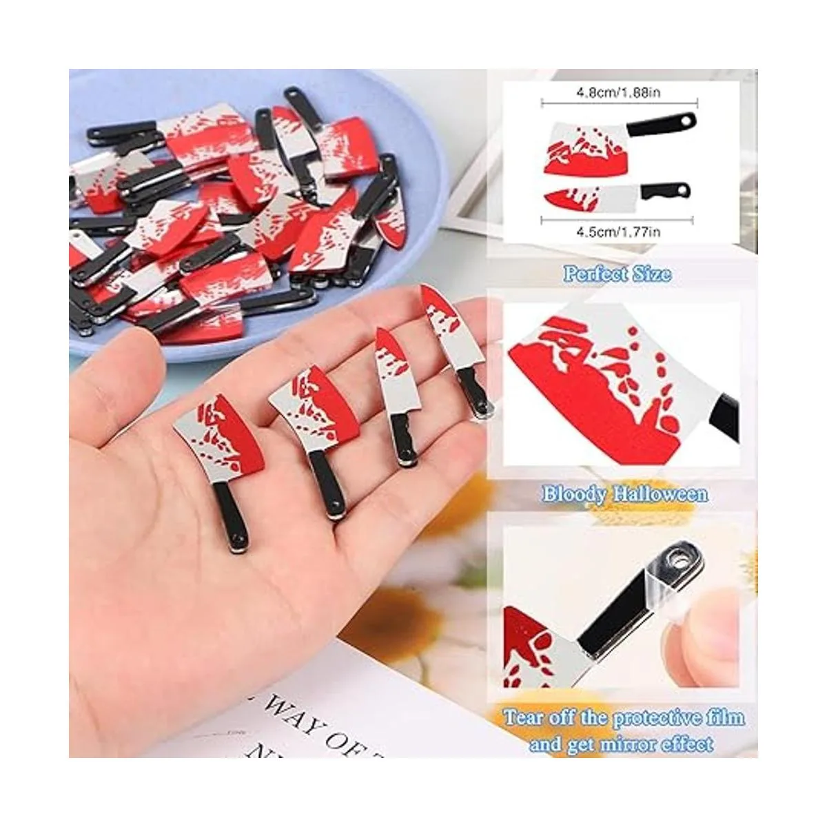 MIKIMIQI Juego de 20 dijes de cuchillos falsos colgantes_2