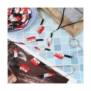 MIKIMIQI Juego de 20 dijes de cuchillos falsos colgantes_3