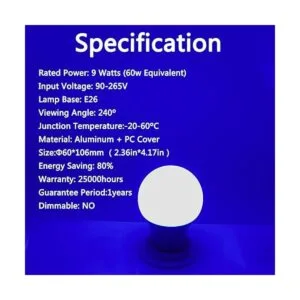 Bombilla LED azul 9 W equivalente a 60 W bombilla azul_2