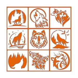 9 plantillas de pintura plantilla de animales de lobo_1