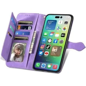 TopFunny Fundas para iPhone 14 tipo cartera para mujer con_4