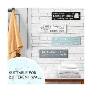 Letrero de madera para lavandería decoración de pared_4