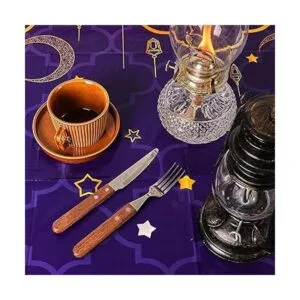 Mantel de plástico morado y dorado de 3 piezas mantel de_4