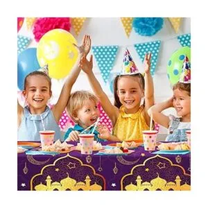 Mantel de plástico morado y dorado de 3 piezas mantel de_6