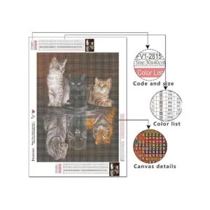 Huacan Kits de pintura de diamantes bricolaje 5D gato_3