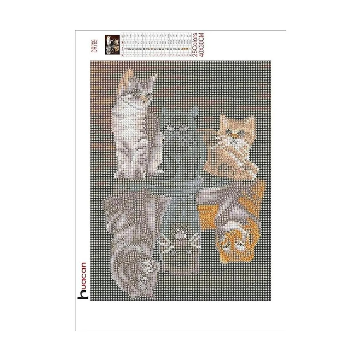 Huacan Kits de pintura de diamantes bricolaje 5D gato_2