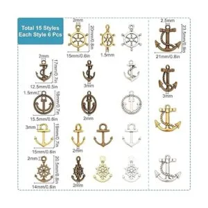 SUNNYCLUE 1 caja de 90 piezas de 15 estilos de dijes de_2