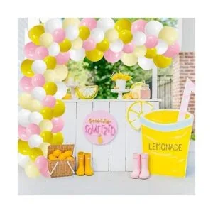 Kit de arco de guirnalda de globos rosa y amarillo_5