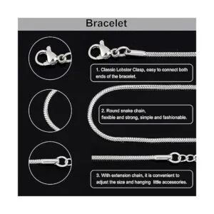 PH PandaHall 10 pulseras de cadena de serpiente de acero_6