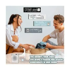 Letrero de madera para lavandería decoración de pared_5