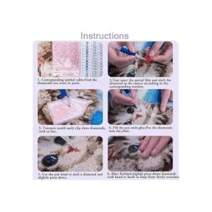 Huacan Kits de pintura de diamantes bricolaje 5D gato_7