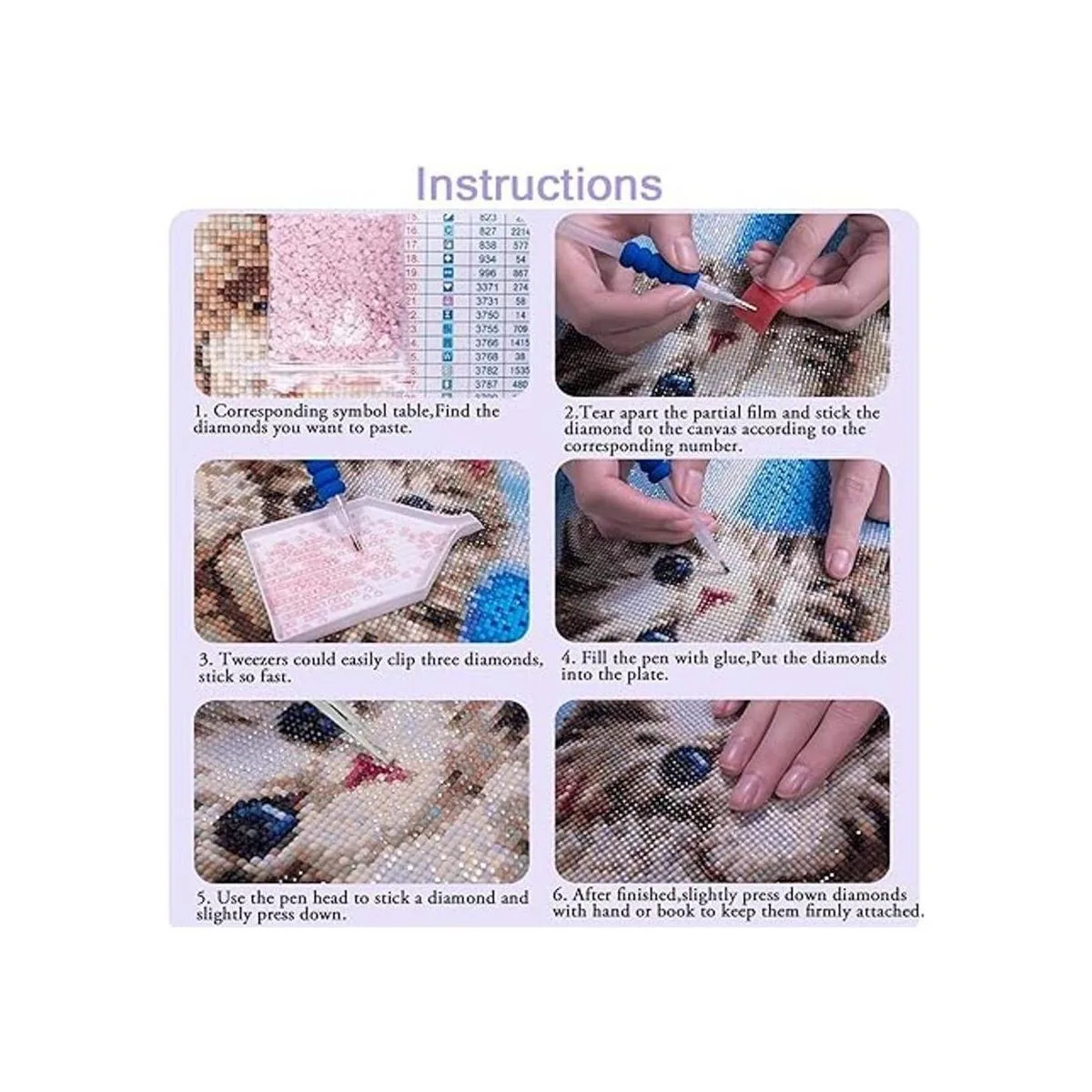 Huacan Kits de pintura de diamantes bricolaje 5D gato_7