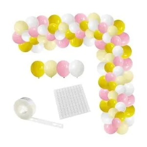 Kit de arco de guirnalda de globos rosa y amarillo_1