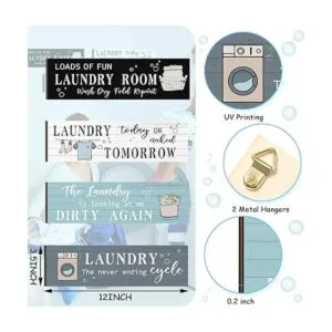 Letrero de madera para lavandería decoración de pared_3