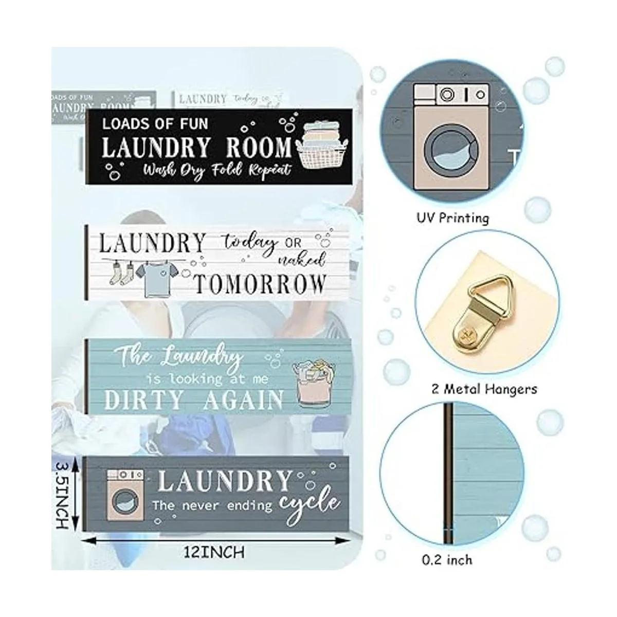 Letrero de madera para lavandería decoración de pared_3