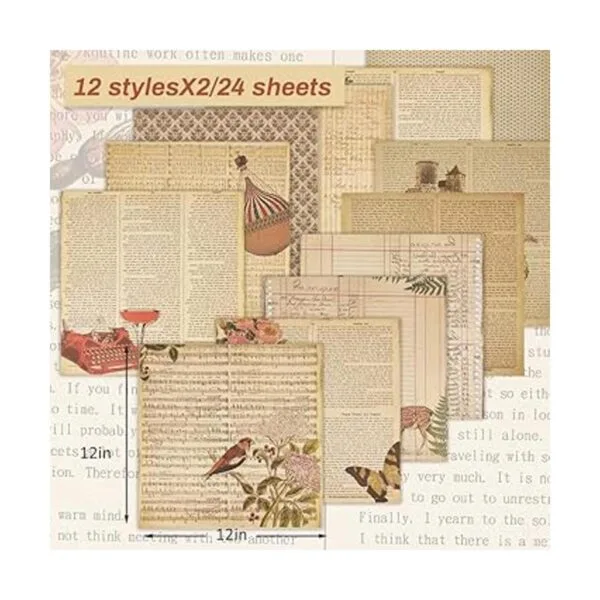 24 piezas de bloc de papel vintage para álbumes de_2