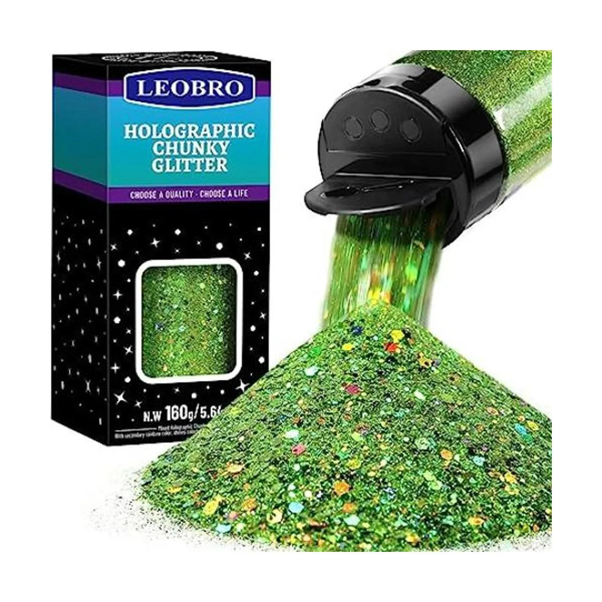 LEOBRO Brillantina de 5.64 onzas purpurina gruesa_1