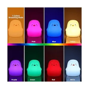 Linda luz nocturna de pingino Lámpara de animales con_4