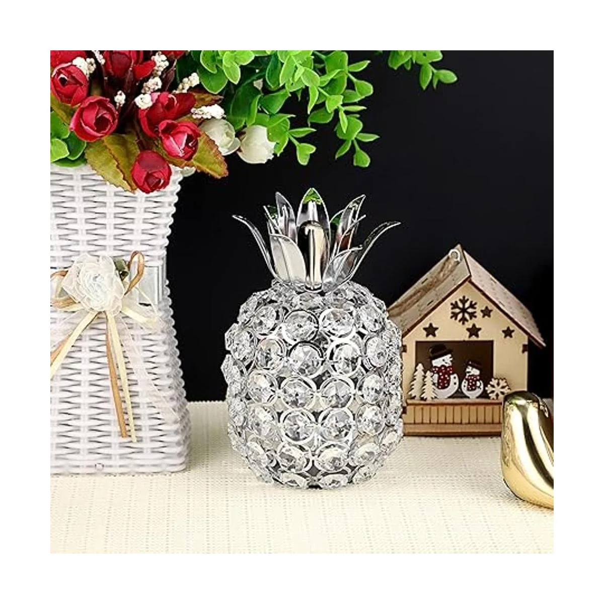 JUXYES Adornos de piña con cuentas de cristal brillantes_5