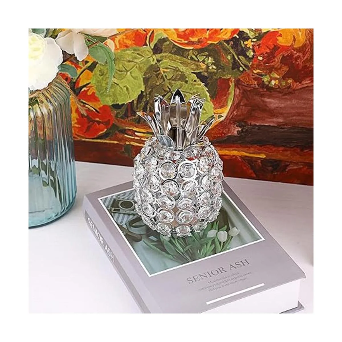 JUXYES Adornos de piña con cuentas de cristal brillantes_7