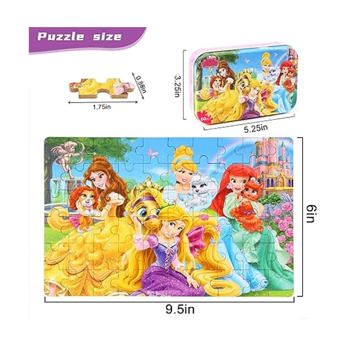 MZZOTOY Rompecabezas de princesa para niños de 4 a 8 años_5