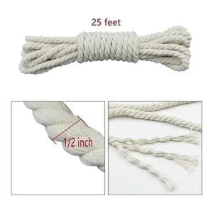 EDOBLUE 100 cuerda de algodón trenzado 12 25 pies_2