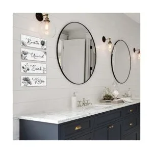 4 piezas de arte de pared para baño rústico granja_4