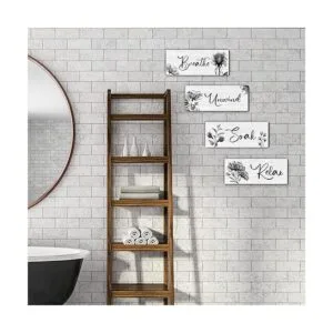 4 piezas de arte de pared para baño rústico granja_6